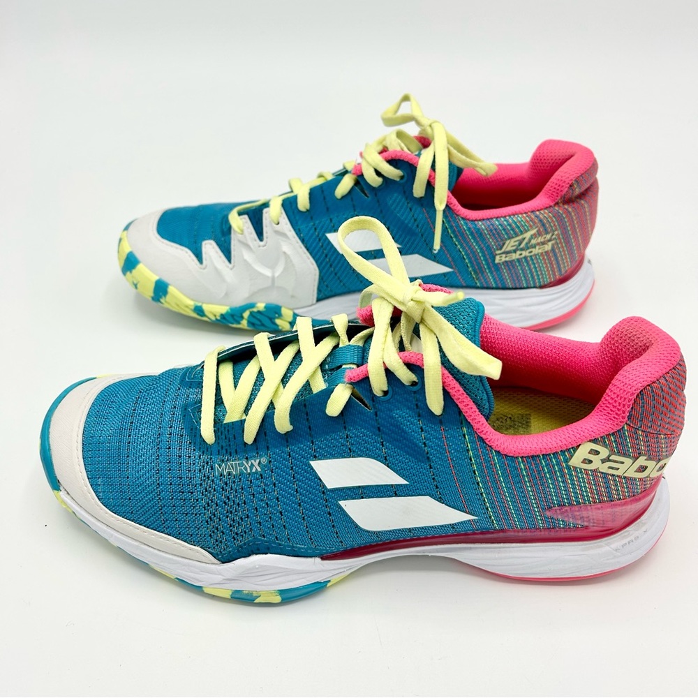Babolat Jet Mach 2 II AC Women's Tennis Athletic Shoes Blue Pink White Size 9